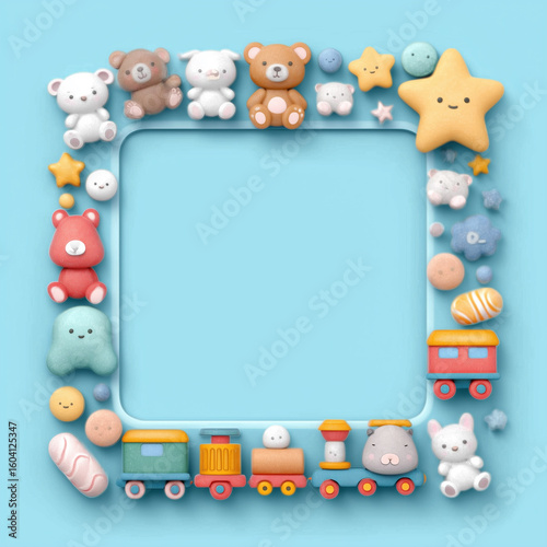 Fun Border with Colorful Children Toys