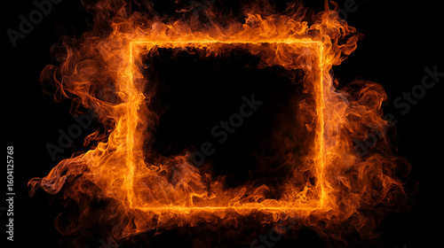 Abstract Border of Flames in Square Shape