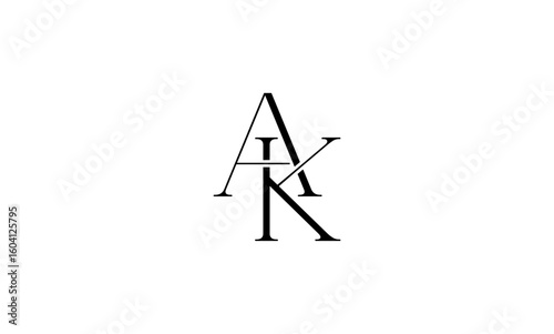AK initial letters, monogram logo