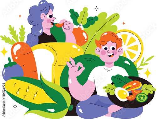 Healthy Meal Preparation with Smiling Couple and Produce