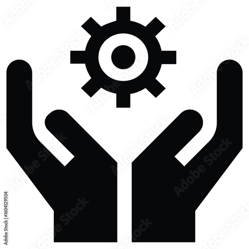 Black and White Illustration Gear in Hands