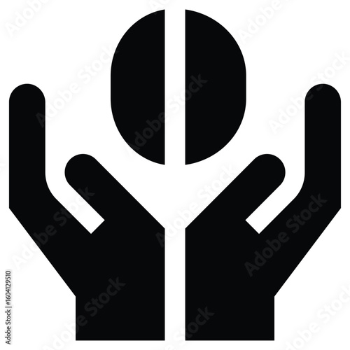 Abstract Black and White Hands Holding a Divided Circle Illustration