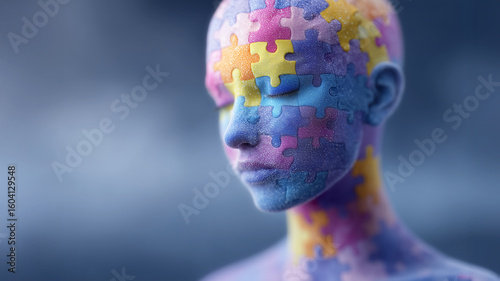 Puzzle pieces forming head symbolizing mental health and the complexity of the human mind