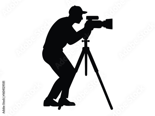 Photographer silhouette with tripod camera man.eps