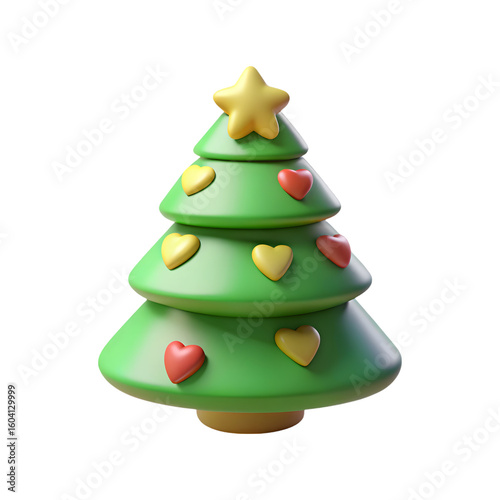 Wallpaper Mural Cute cartoon christmas tree with heart ornaments isolated on transparent background Torontodigital.ca
