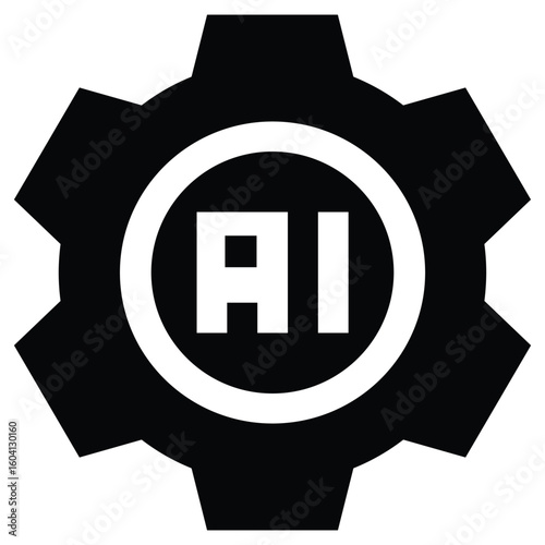 AI Gear Illustration Black and White
