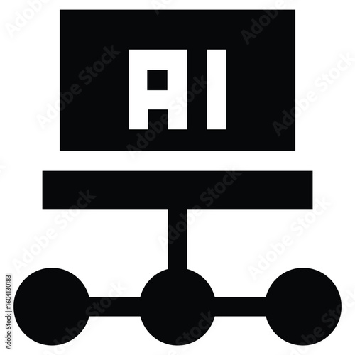 AI Network Illustration -  Abstract Black and White Graphic