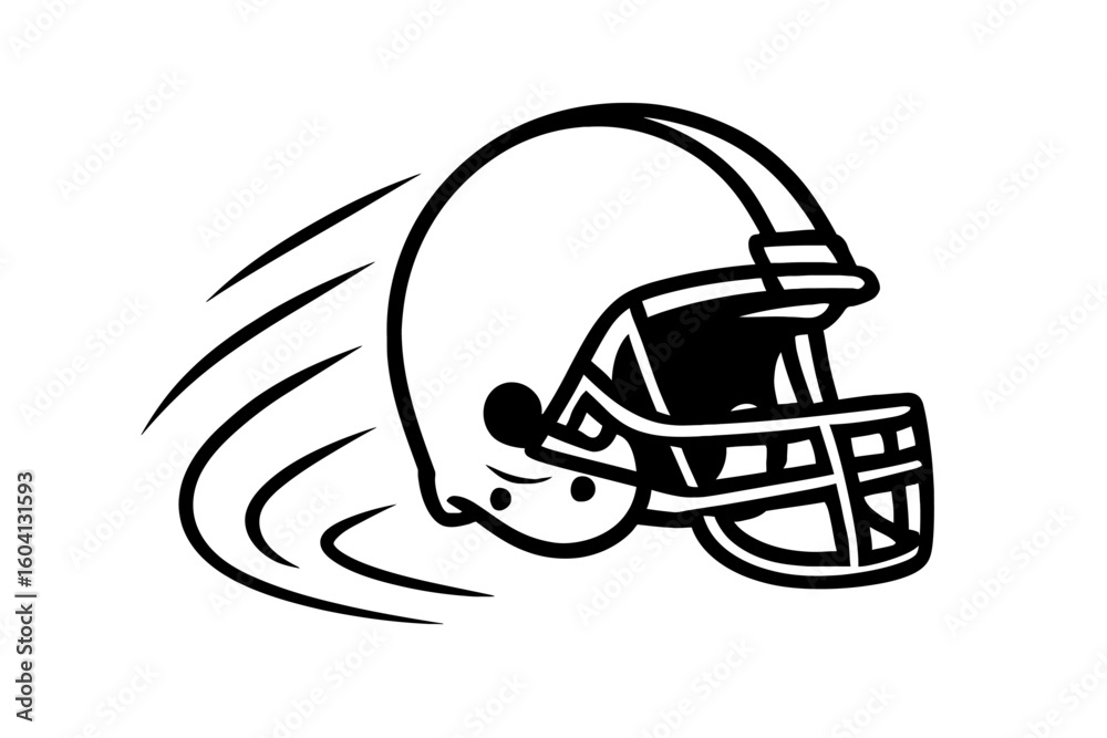 Fototapeta premium Dynamic American Football Helmet with Motion Blur Icon Vector