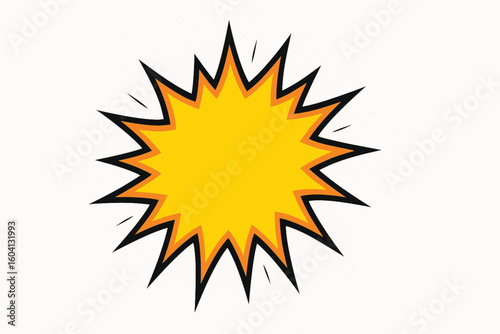 Comic Style Yellow Explosion Burst Isolated on White Background