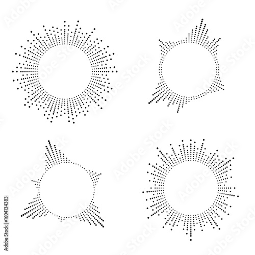 Set of music equalizer and sound wave. Vector isolated circular sound waves, depicting audio music. Collection of ring patterns, digital template