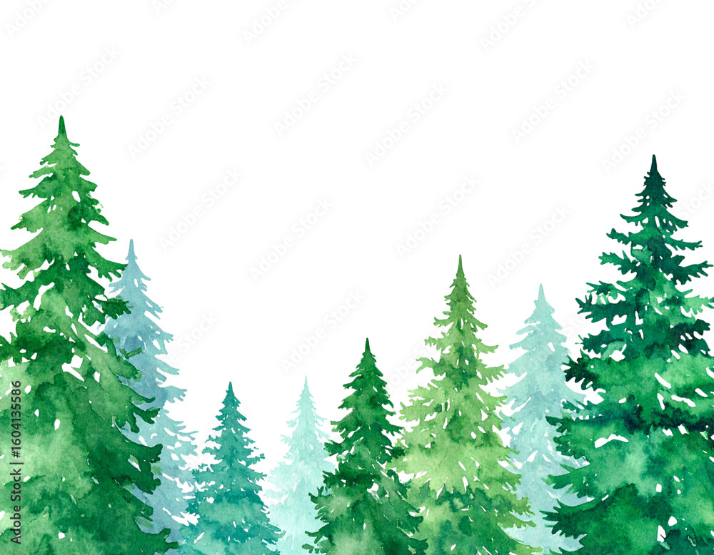 Obraz premium Green tree with thick leaves Christmas tree isolated on white background