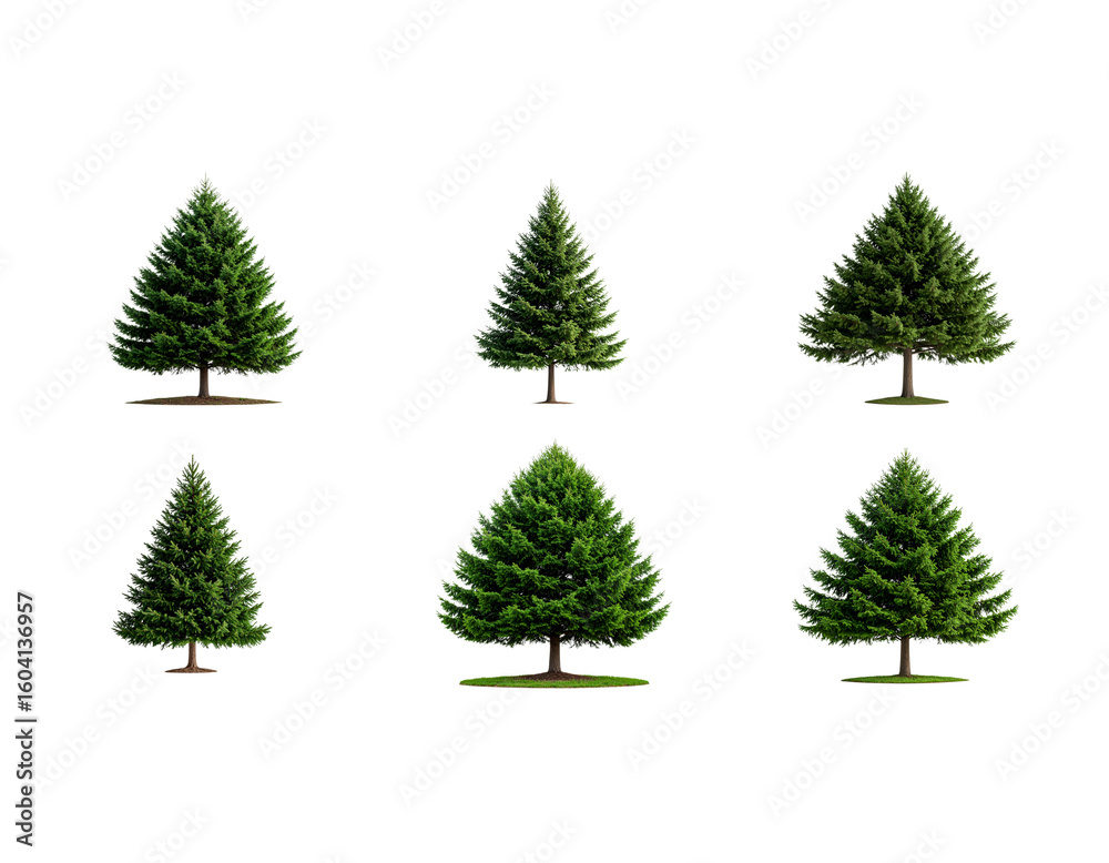 Fototapeta premium Green tree with thick leaves Christmas tree isolated on white background