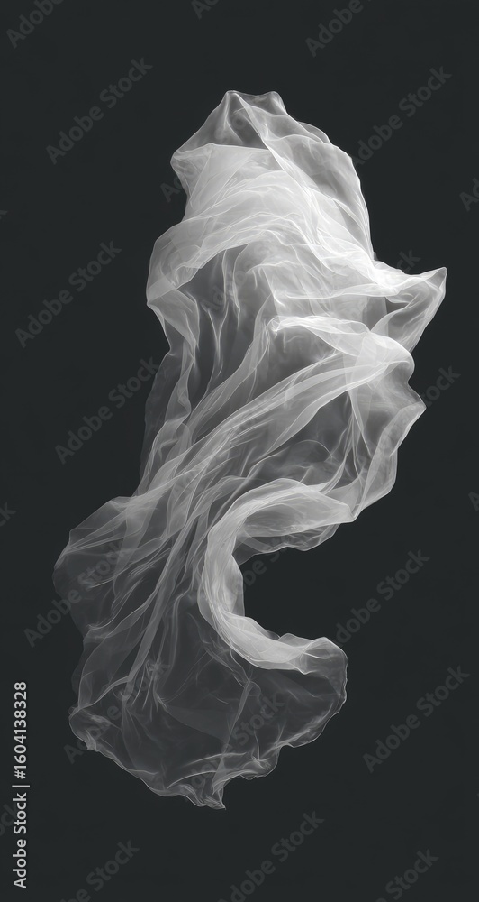 Fototapeta premium Delicate white fabric, draped in motion