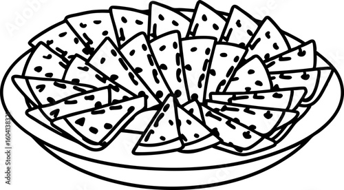 Watermelon slices arranged in a circular pattern on a round plate refreshing summer fruit concept