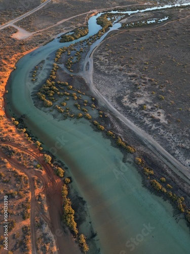 Lagoon in orange  grey and blue