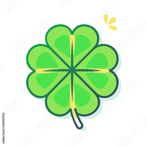 Four-leaf clover symbolizing luck and good fortune in green  