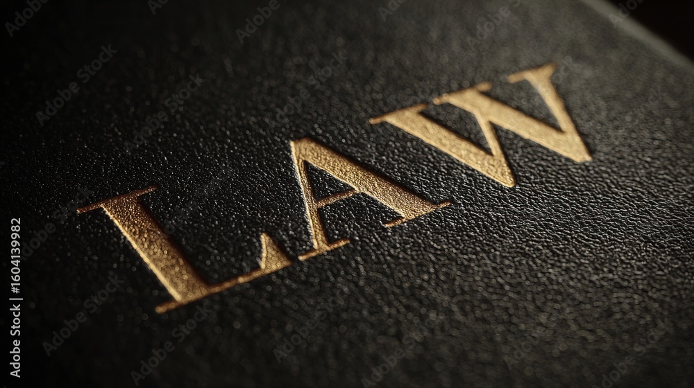Fototapeta premium Close-up of a textured black cover with the word 
