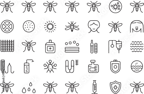 A sat of Collection of mosquito related icons and symbols 