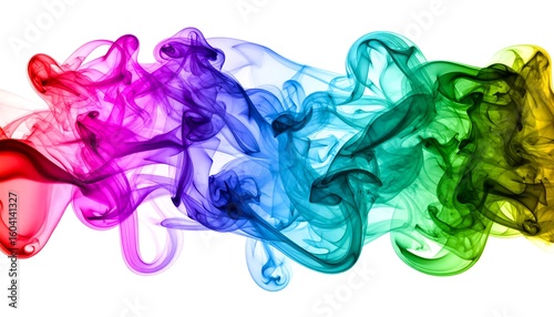 Abstract rainbow smoke swirls