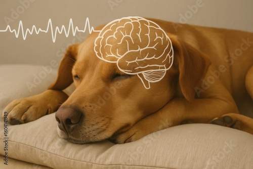 Dog Sleeping Peacefully on Pillow Animal Sleep Study Cozy Home Environment Canine Cognition Concept