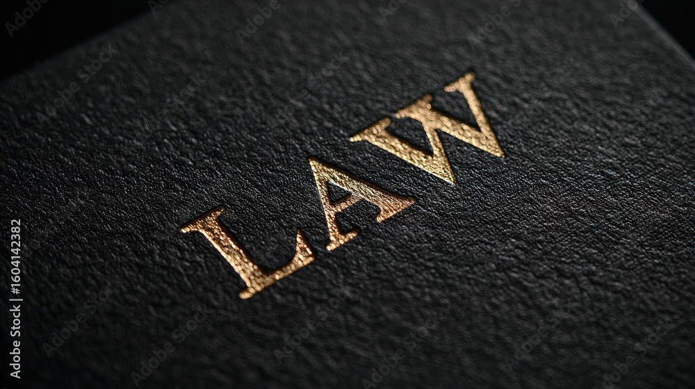 Fototapeta premium Close-up of a black textured book cover with the word 