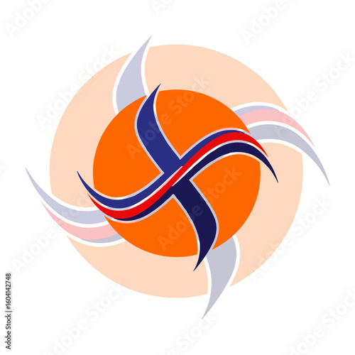 Abstract Dynamic X Shape, Modern Energy Symbol Design

