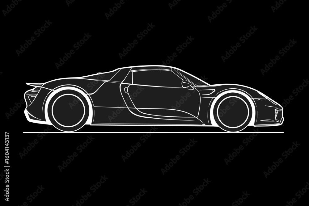 Naklejka premium Hand drawn car outline vector image. Vehicle art.