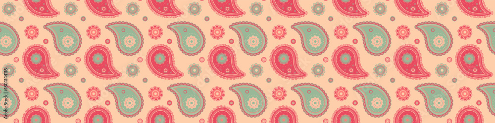Fototapeta premium Paisley tradition traditional blossom. Droplet clothes, page henna. Surface wear pretty old.