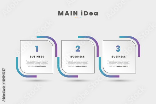 Three Business infographic options design template vector illustration. and the modern infographic design with 3 options in gradient color style
