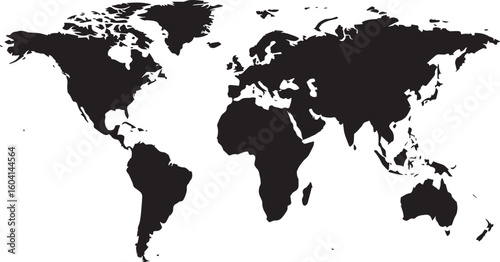 Vector illustration of world and continent maps with clean lines and flat colors, ideal for educational or infographic use.
