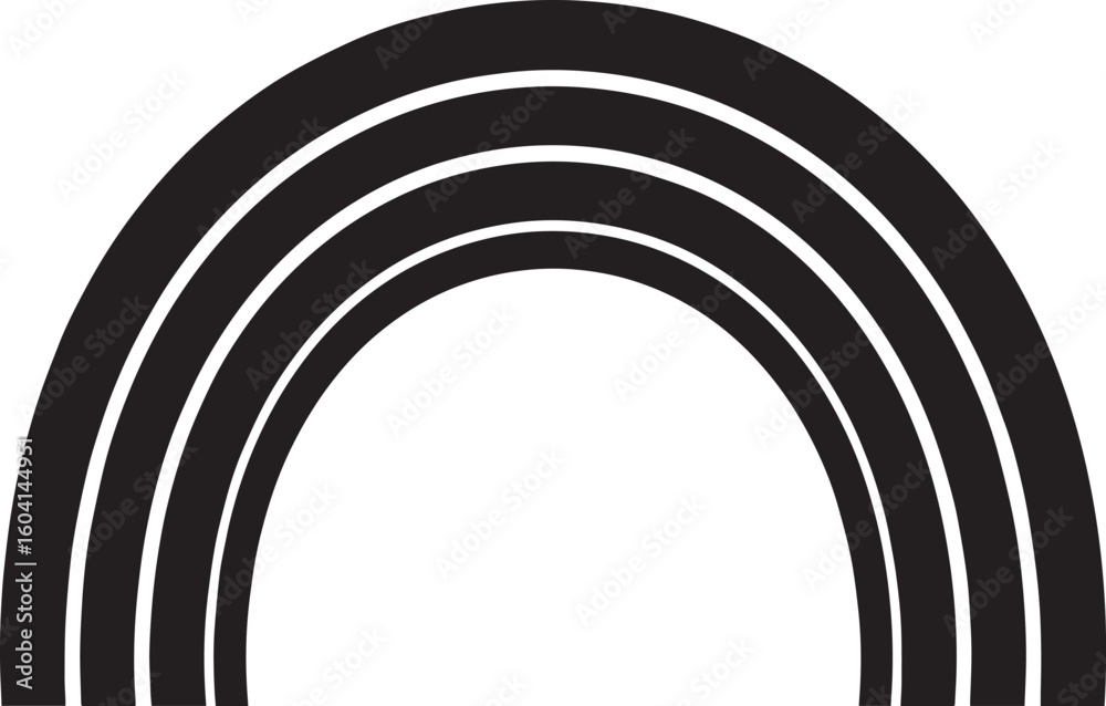 Naklejka premium Stylized Rainbow Arc in Black Silhouette | Modern Abstract Weather Illustration Vector Format