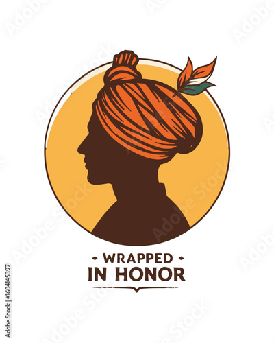 Silhouette of a person with turban honoring cultural heritage