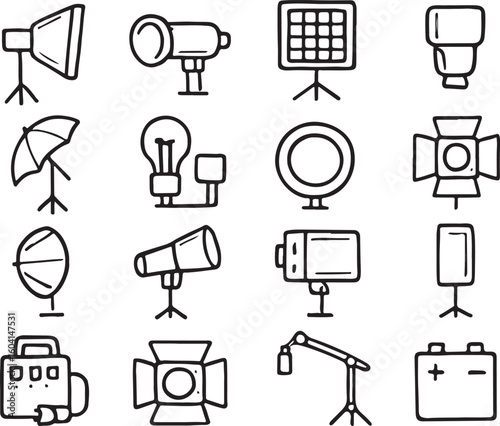 Studio lighting equipment and accessories collection photography equipment lighting modifiers