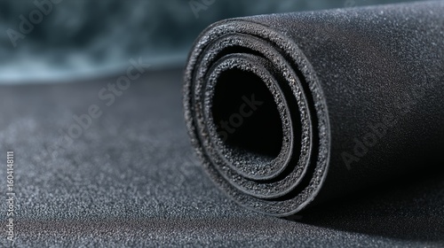Close-up of epdm rubber membrane texture in matte black for industrial applications.