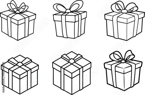 A versatile vector set of festive gift boxes with bows and ribbons, perfect for Christmas, birthday, holiday, and anniversary celebrations