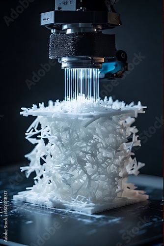 3D Printer Creating White Intricate Model