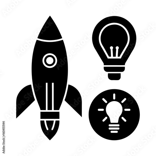 Business Startup Icons – Launch, Innovation, Pitch Deck Vector.