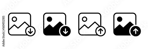 Download or upload picture vector icons. Download image and upload image icon set.