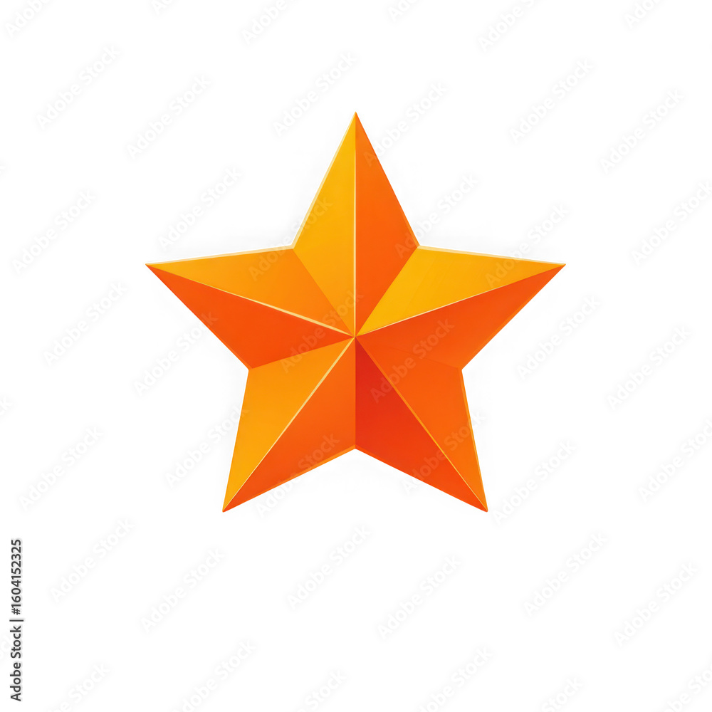 Obraz premium A bright orange five pointed star with sharp edges and a subtle gradient effect isolated on transparent background