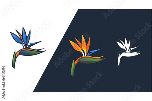 Vibrant Bird of Paradise flower illustration showcasing striking colors and elegant form, perfect for design.