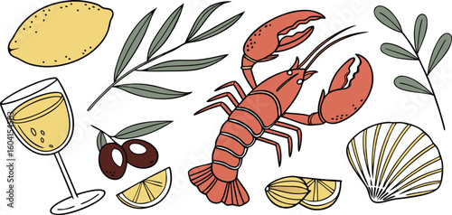 hand drawn sea food