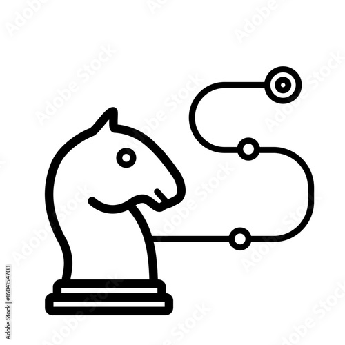  Chess strategy path, game progression - vector icon