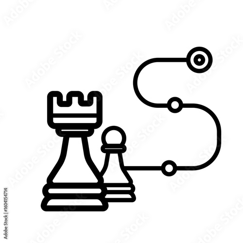 Chess strategy progress, game planning stages - vector icon