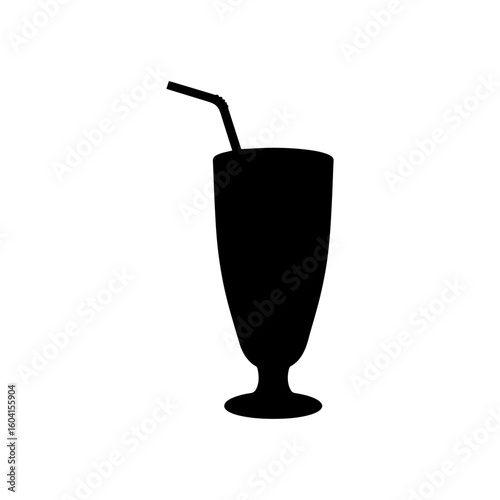 Milk shake silhouette vector flat illustration design.