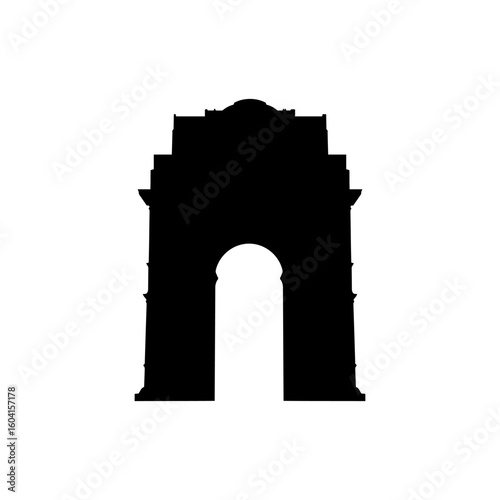 India gate delhi silhouette vector flat illustration design.
