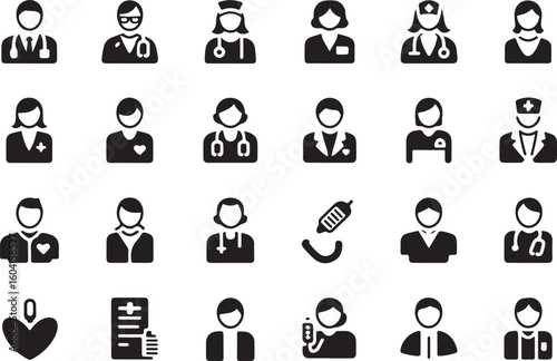 A sat of Collection of diverse medical professional icons