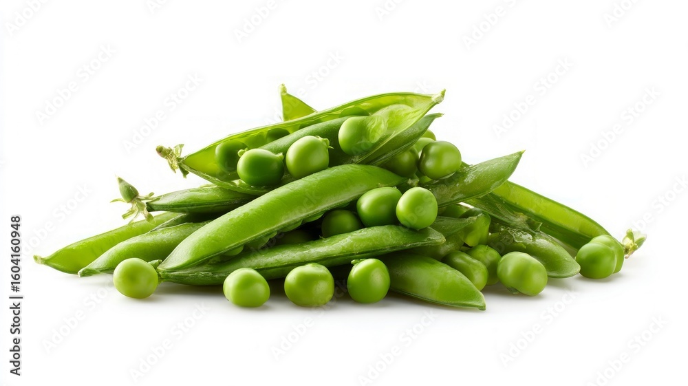 Fresh green peas on white background. Neural network AI generated Fresh green peas on white background. Neural network AI generated