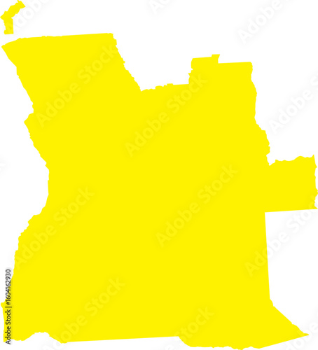 Yellow silhouette map of Angola on a white background, showing clear country borders. Perfect for use in geography, education, infographics, and graphic design projects.