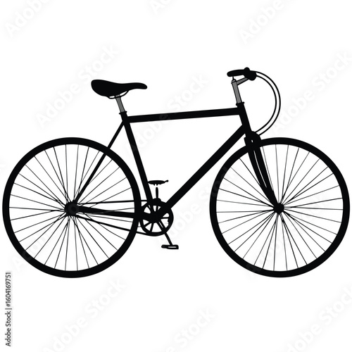 A clean line drawing of a vintage bicycle, complete with its wheels and a simple design.