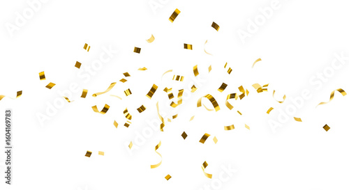 Highlighted gold confetti twirling with slow-motion aesthetic with transparent BG